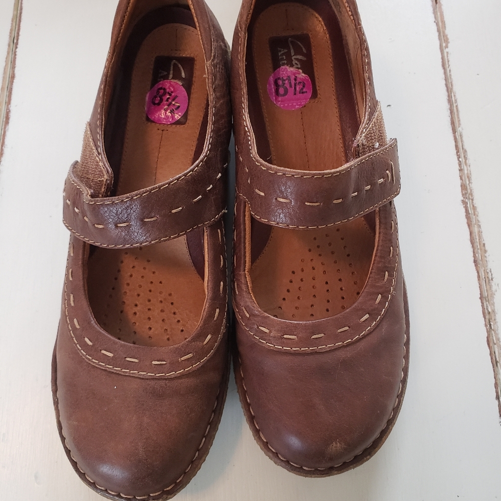 Clarks Brown Leather Wedges for Women